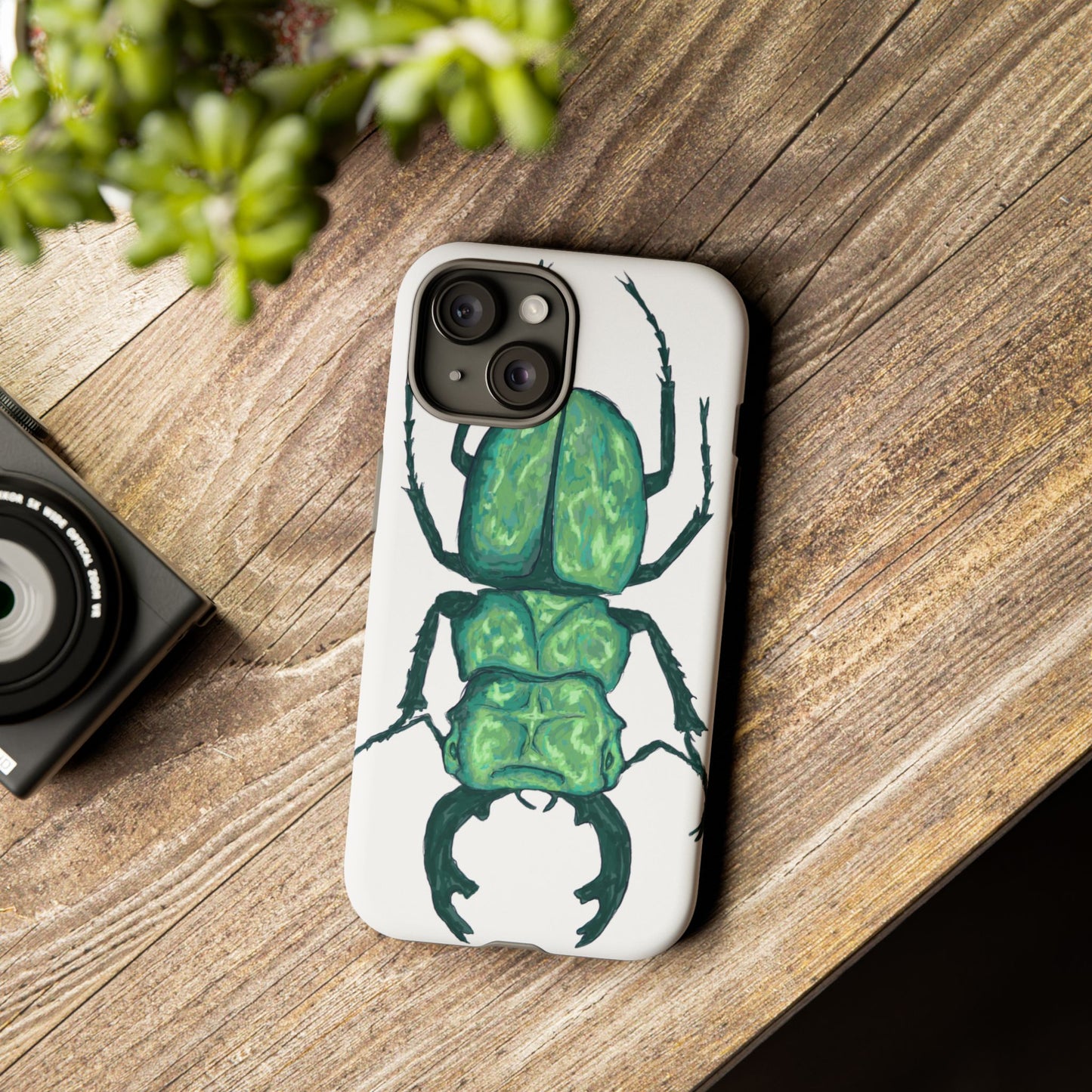 Green Beetle Phone Case - Tough Cases, Insect Lover Gift, Nature Lover Accessory, Unique Phone Cover, Eco-Friendly Design
