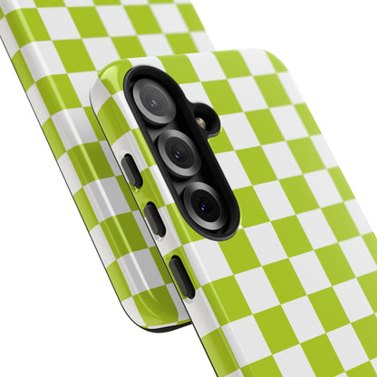 Lively Checker Pattern Phone Case | Tough Cases, Green Checkered Design, Unique Cell Phone Cover, Trendy Accessory, Gift Idea