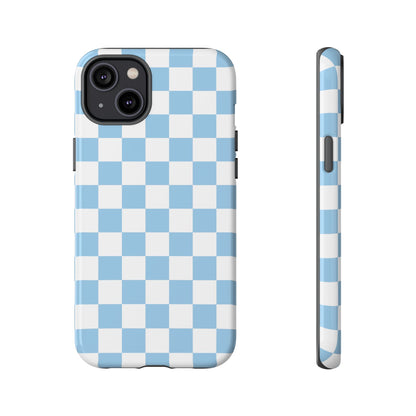 Blue Checkered Phone Case, Tough Phone Cover, Stylish Mobile Protector, Unique Gift for Him/Her, Trendy Accessories for Holidays