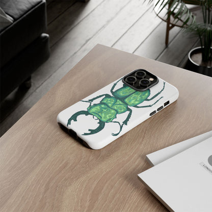 Green Beetle Phone Case - Tough Cases, Insect Lover Gift, Nature Lover Accessory, Unique Phone Cover, Eco-Friendly Design