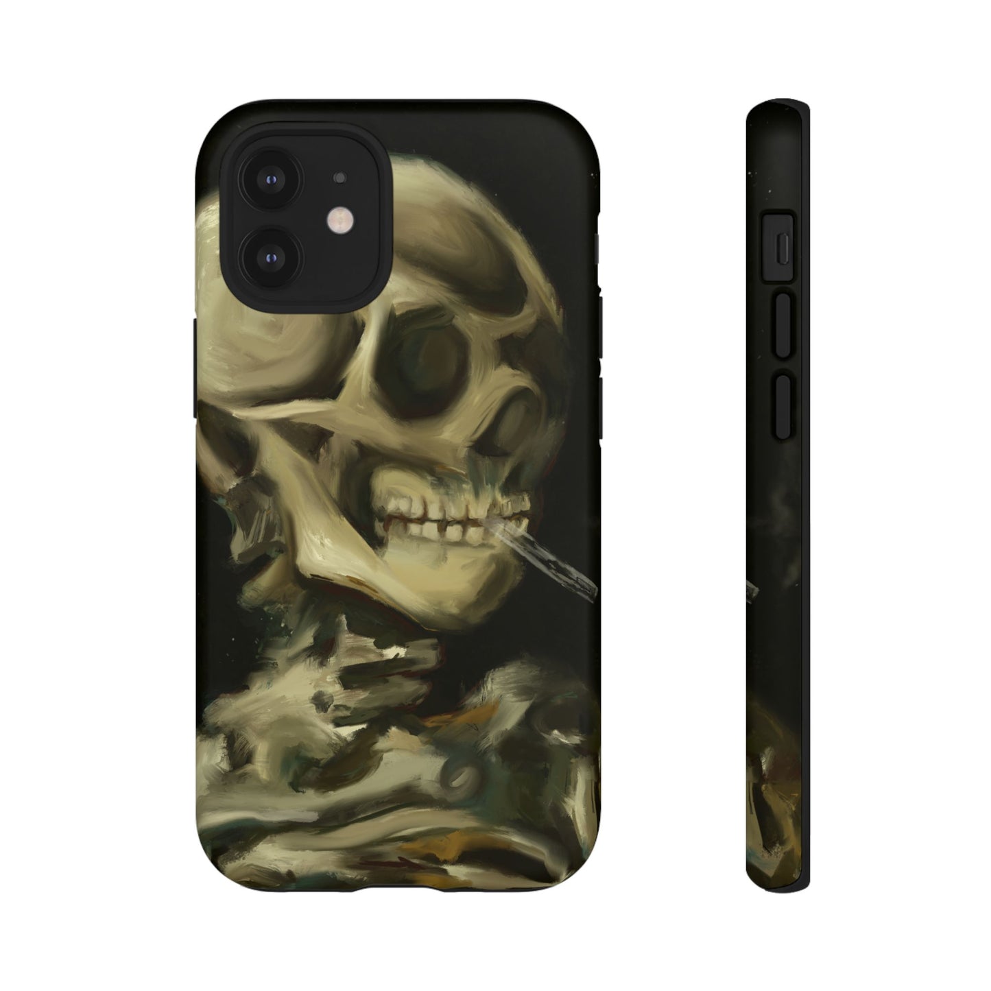 Skull Phone Case - Tough Cases, Macabre Style, Unique Accessories, Perfect for Halloween, Gothic Decor, Edgy Gift Idea | Van Gogh Reimagined, Abstract Twist on  Van Gogh's Skeleton with Burning Cigarette
