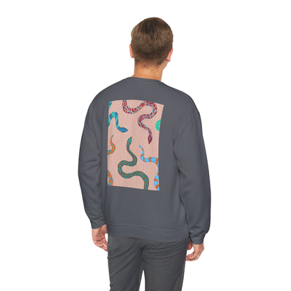 Funky Snake Unisex Crewneck Sweatshirt, Cozy Apparel, Unique Gift, Snake Art, Relaxed Style, Perfect for Casual Outings