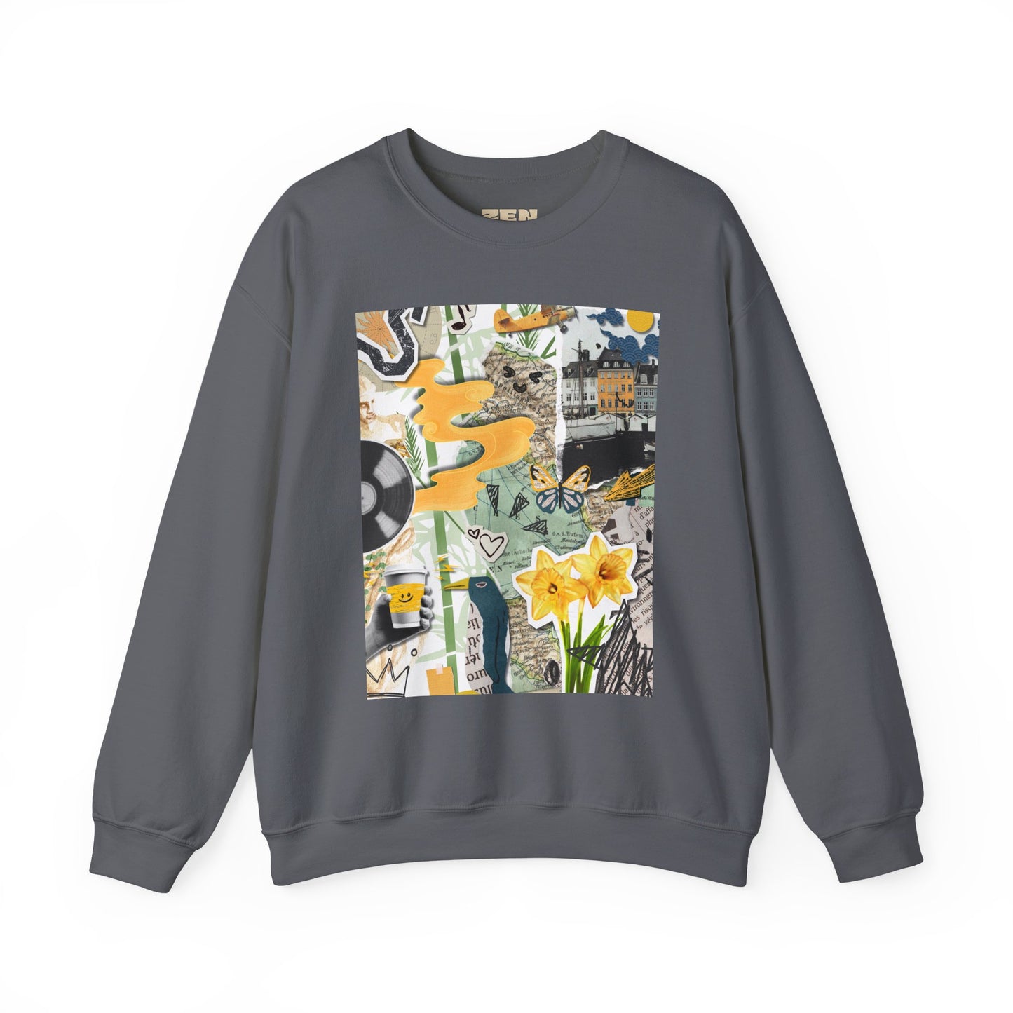 Vibrant Art Sweatshirt for Creatives, Cozy Fall Layering, Gift for Artists, Unique Graphic Pullovers, Casual Everyday Wear, Abstract, Vintage, Collage, Crewneck, Cool Hoodies