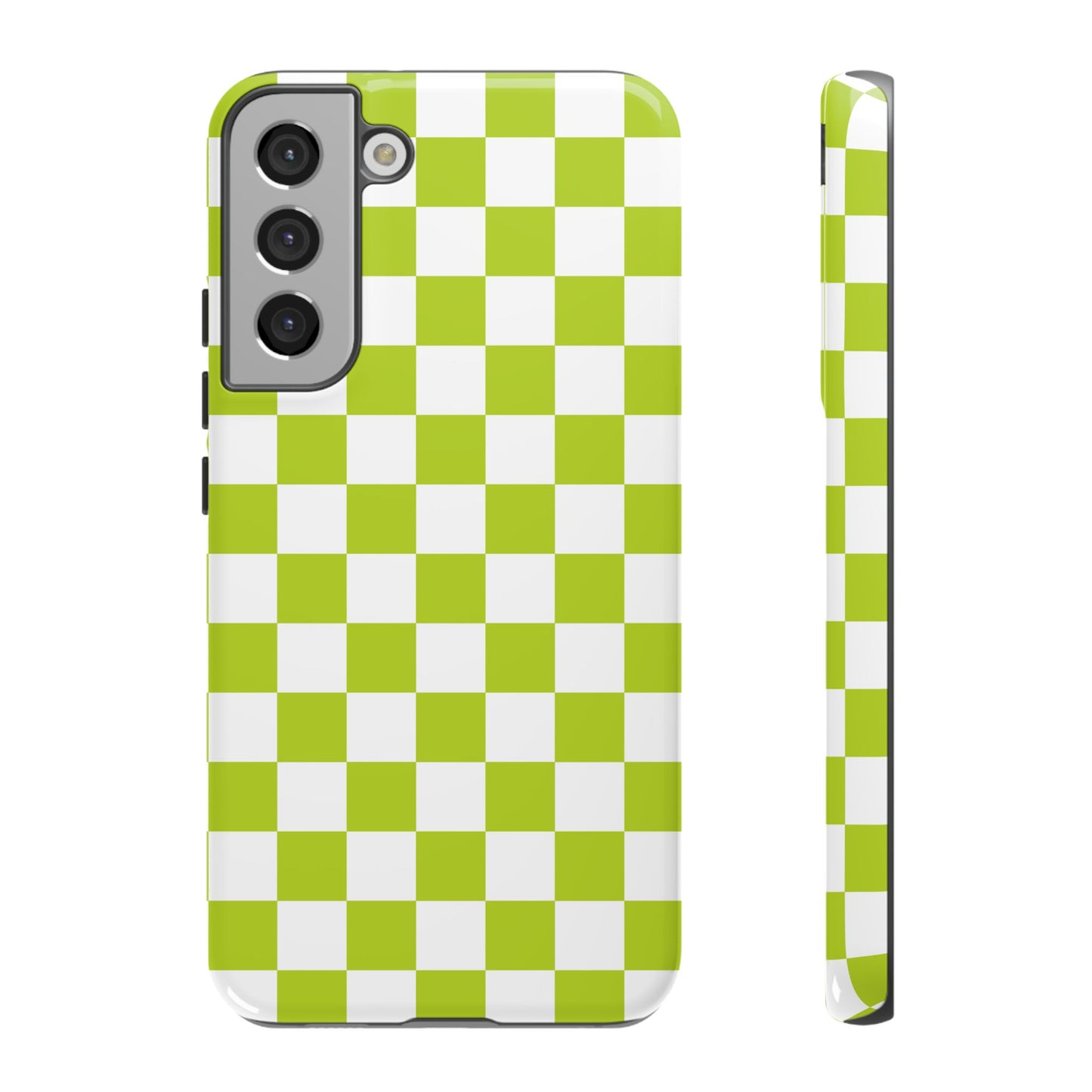Lively Checker Pattern Phone Case | Tough Cases, Green Checkered Design, Unique Cell Phone Cover, Trendy Accessory, Gift Idea