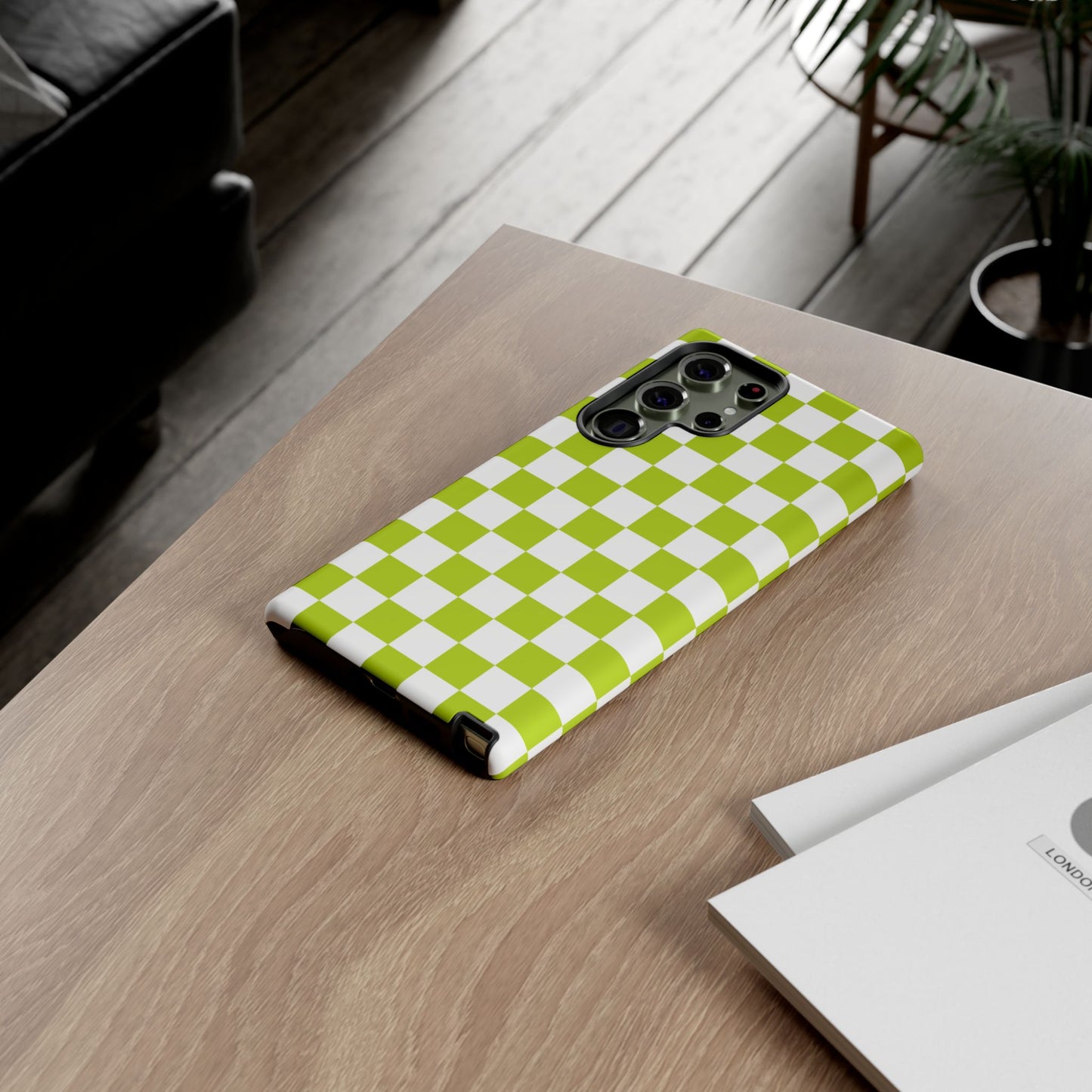 Lively Checker Pattern Phone Case | Tough Cases, Green Checkered Design, Unique Cell Phone Cover, Trendy Accessory, Gift Idea