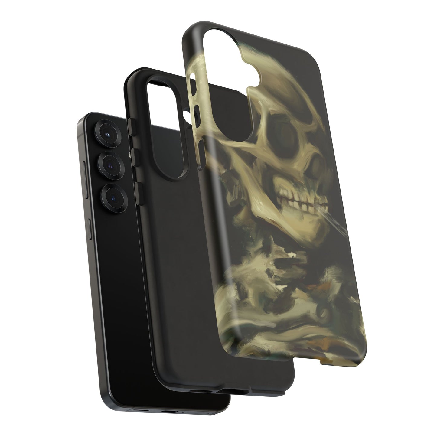 Skull Phone Case - Tough Cases, Macabre Style, Unique Accessories, Perfect for Halloween, Gothic Decor, Edgy Gift Idea | Van Gogh Reimagined, Abstract Twist on  Van Gogh's Skeleton with Burning Cigarette