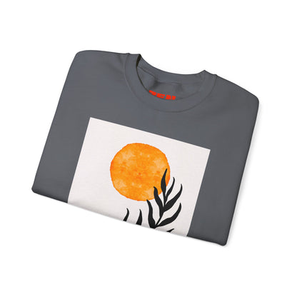 Bohemian Sun & Leaf Crewneck Sweatshirt, Cozy Unisex Sweatshirt, Nature-Inspired Apparel, Fall Fashion, Gift for Nature Lovers