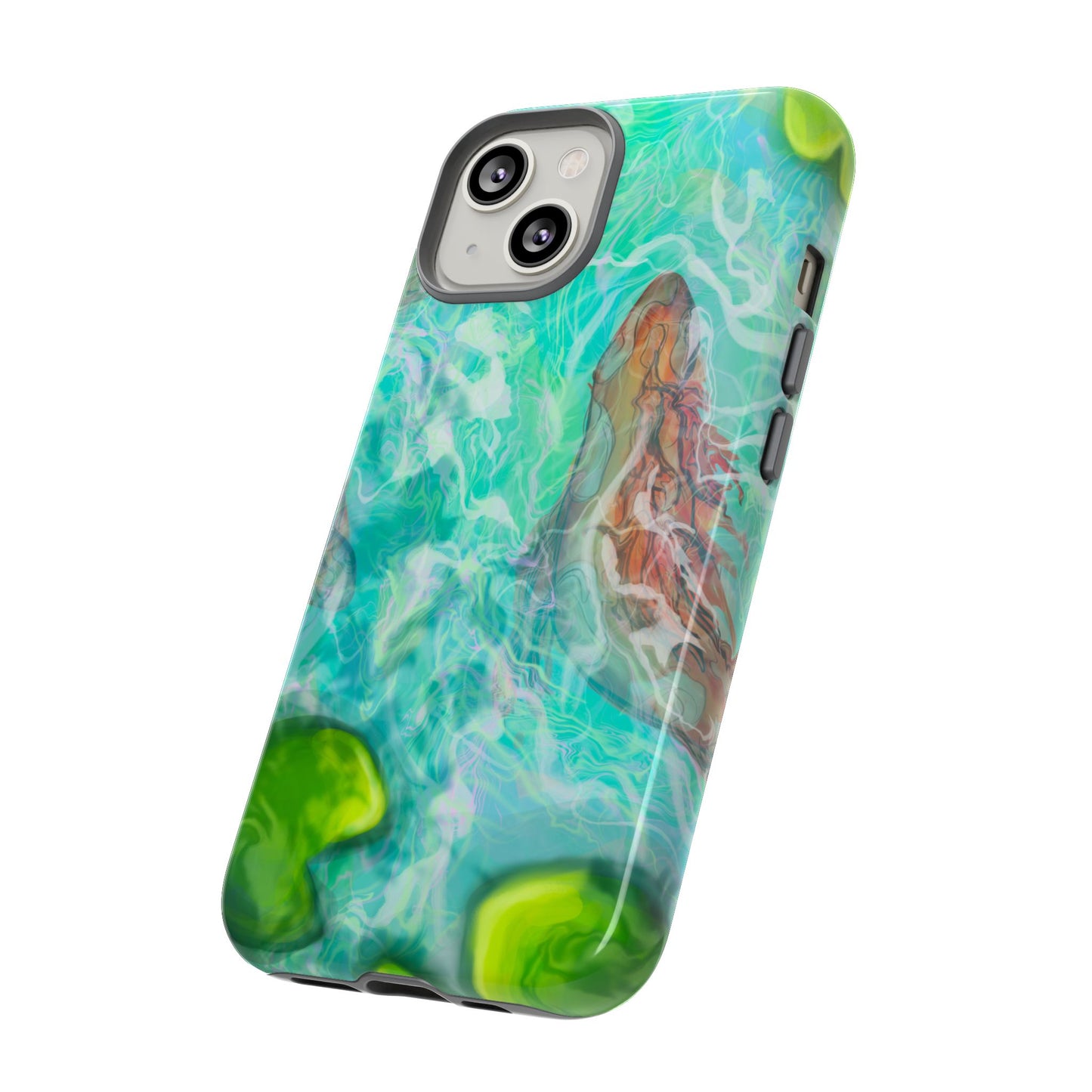 Watercolor Phone Case, Nature Lover Gift, Tough Phone Cover, Phone Accessory, Unique Design for Spring/Summer, Lily Pad, Fish Pond
