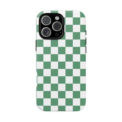 Stylish Phone Case - Green Checker Print, Trendy Phone Cover, Unique Gift, Modern Accessories, Eco-Friendly Case