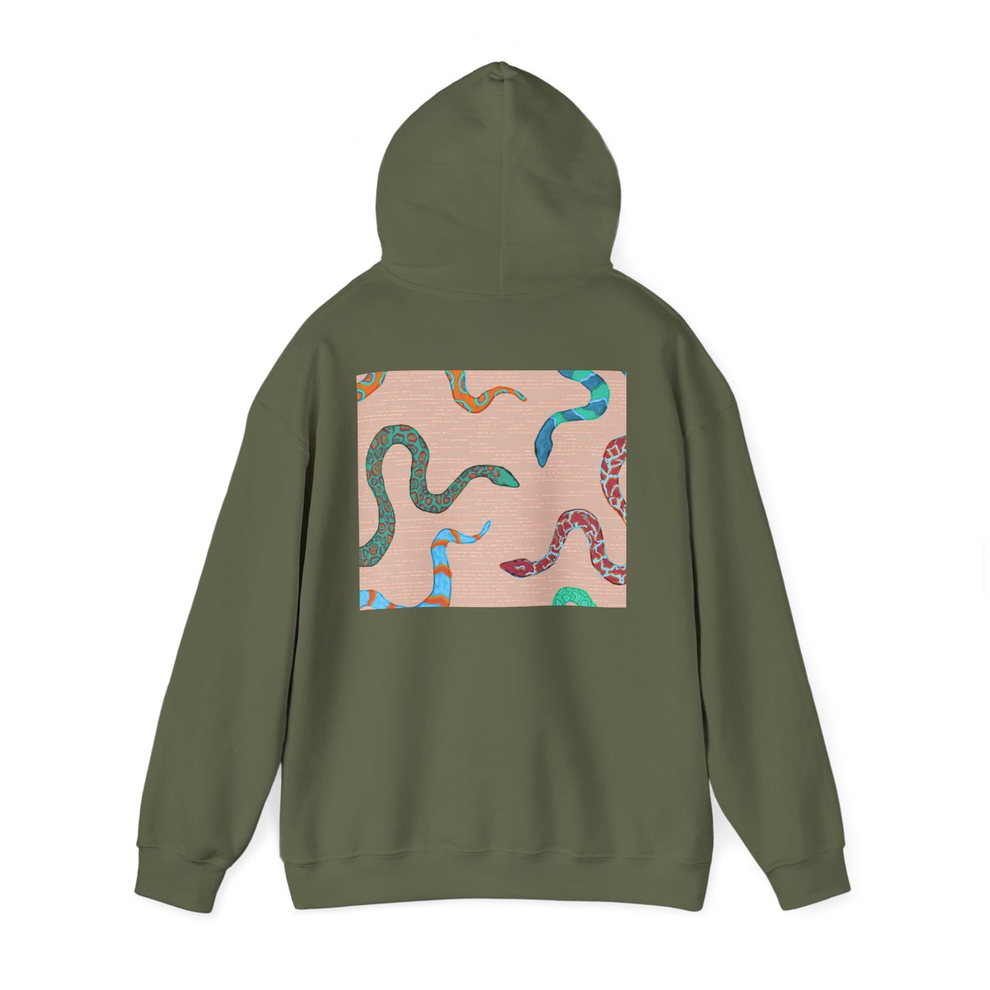 Vibrant Unisex Hoodie with Zen Frog and Snake Design, Cool Gift for Nature Lovers, Casual Wear for All Occasions, Gift for Her, Cool Hoodies