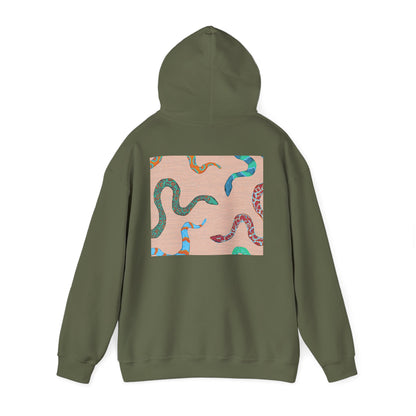 Vibrant Unisex Hoodie with Zen Frog and Snake Design, Cool Gift for Nature Lovers, Casual Wear for All Occasions, Gift for Her, Cool Hoodies