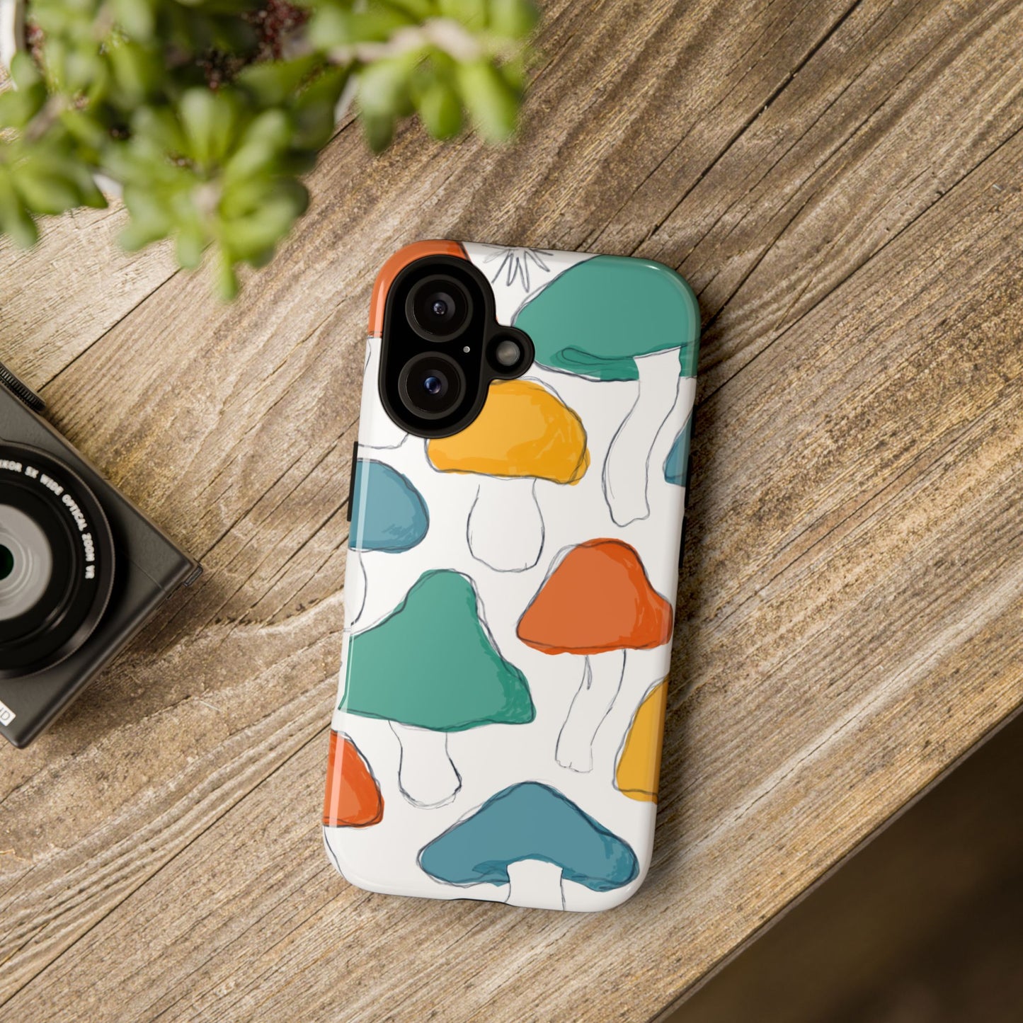 Mushroom Phone Case with Colorful Design, Tough Cases, Floral Tech Accessories, Gift for Nature Lovers, Trending Phone Cover