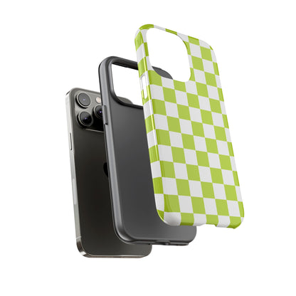 Lively Checker Pattern Phone Case | Tough Cases, Green Checkered Design, Unique Cell Phone Cover, Trendy Accessory, Gift Idea