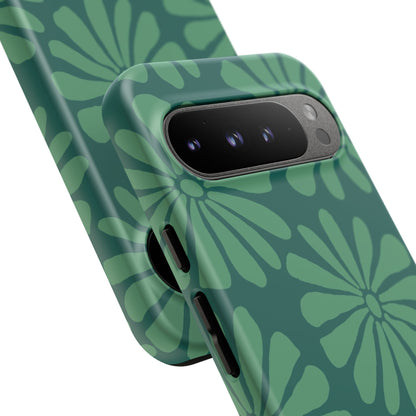 Stylish iPhone Case, Floral Phone Cover, Tough Phone Cases, Green Daisy Design, Unique Gift for Her, Spring Accessories