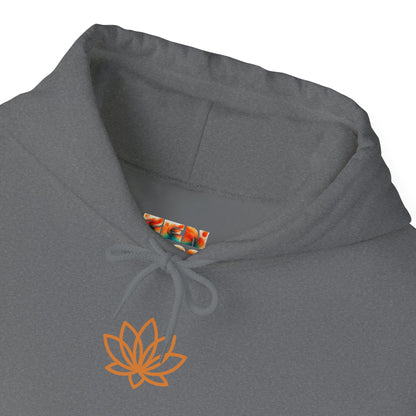Serene Adventure Hoodie with Lotus Design, Eco-Friendly Sweatshirt for Outdoors, Yoga, Surfing, Beach Days, Mindfulness, Gift for Her, Gift for Him, Kayak Sweatshirt, Outdoor Designs