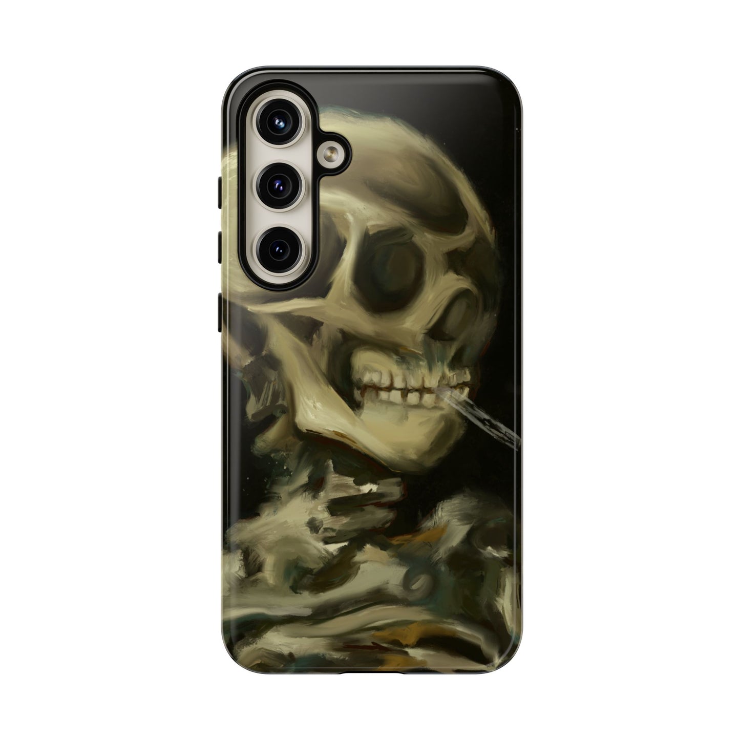 Skull Phone Case - Tough Cases, Macabre Style, Unique Accessories, Perfect for Halloween, Gothic Decor, Edgy Gift Idea | Van Gogh Reimagined, Abstract Twist on  Van Gogh's Skeleton with Burning Cigarette
