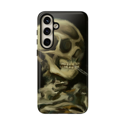 Skull Phone Case - Tough Cases, Macabre Style, Unique Accessories, Perfect for Halloween, Gothic Decor, Edgy Gift Idea | Van Gogh Reimagined, Abstract Twist on  Van Gogh's Skeleton with Burning Cigarette