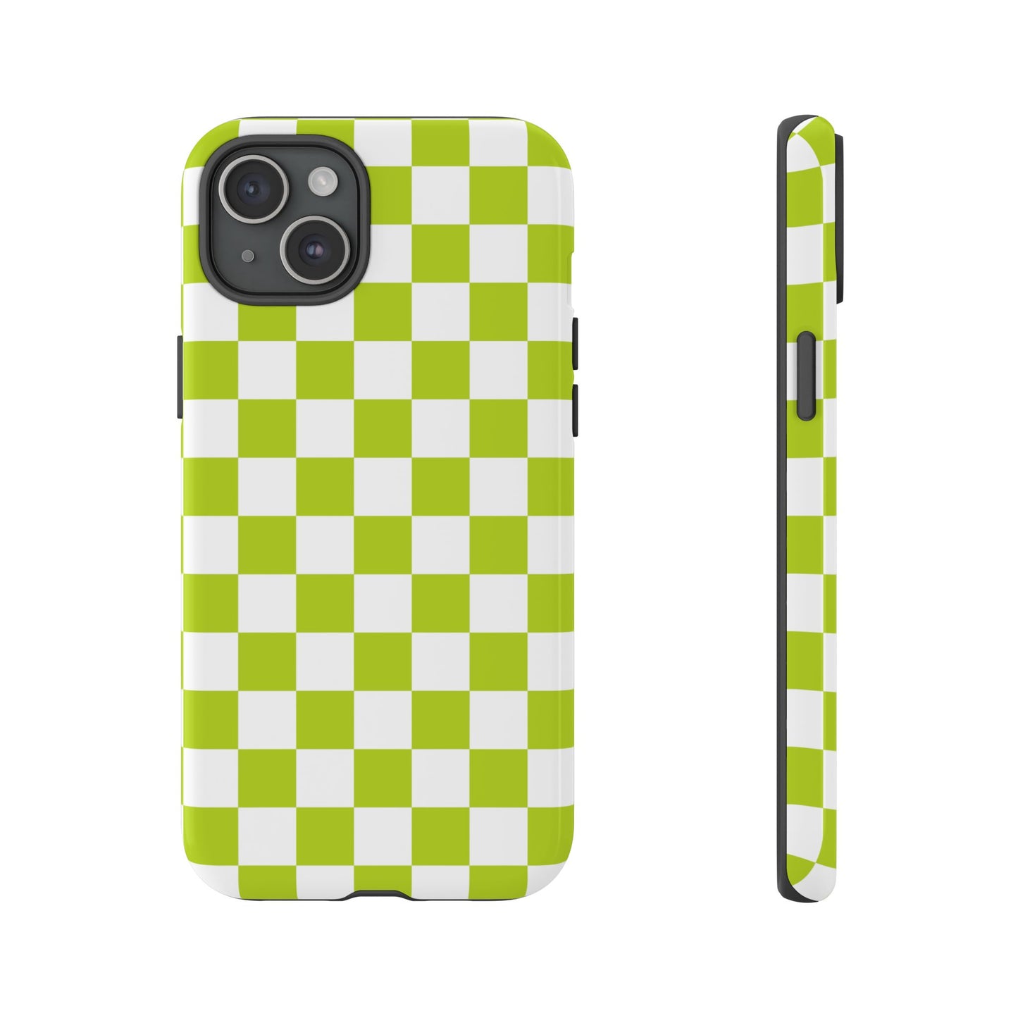 Lively Checker Pattern Phone Case | Tough Cases, Green Checkered Design, Unique Cell Phone Cover, Trendy Accessory, Gift Idea