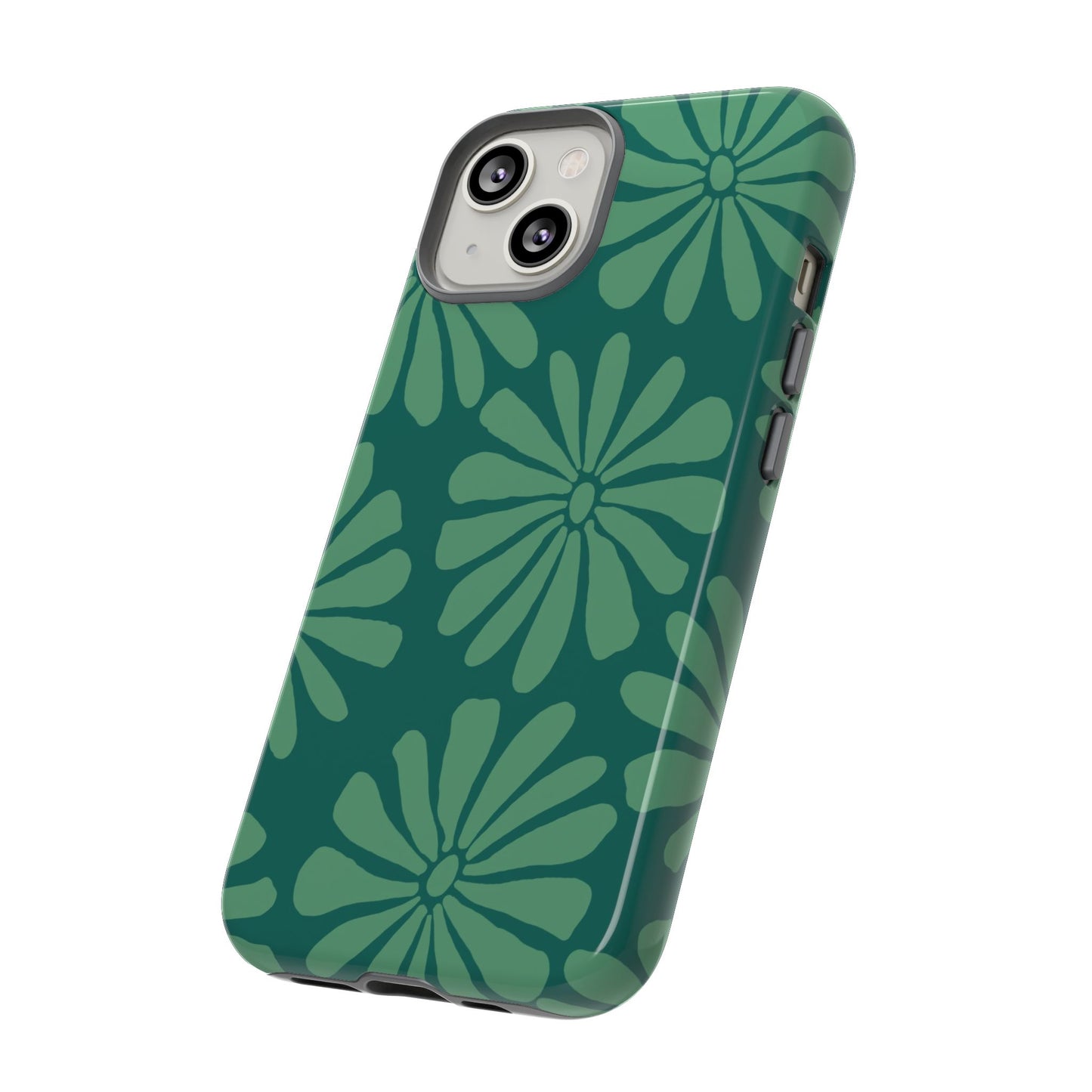 Stylish iPhone Case, Floral Phone Cover, Tough Phone Cases, Green Daisy Design, Unique Gift for Her, Spring Accessories