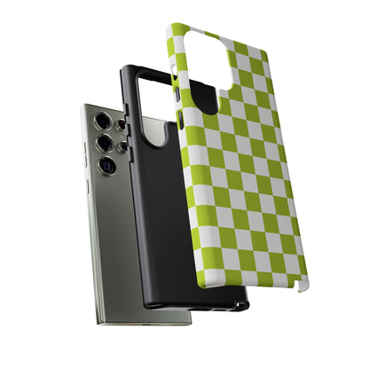 Lively Checker Pattern Phone Case | Tough Cases, Green Checkered Design, Unique Cell Phone Cover, Trendy Accessory, Gift Idea