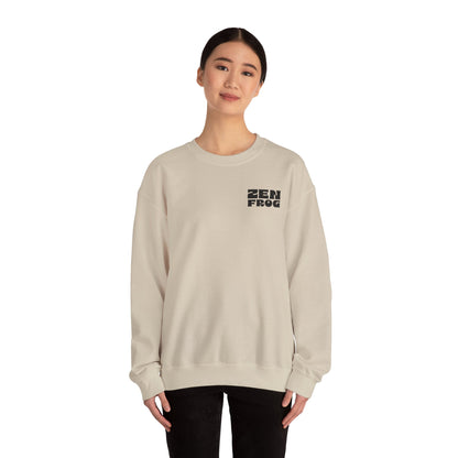 Zen Frog Crewneck Sweatshirt, Unisex Pullover for Relaxation, Cozy Gift for Meditation, Fun Casual Wear, Chill Vibes