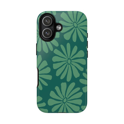 Stylish iPhone Case, Floral Phone Cover, Tough Phone Cases, Green Daisy Design, Unique Gift for Her, Spring Accessories