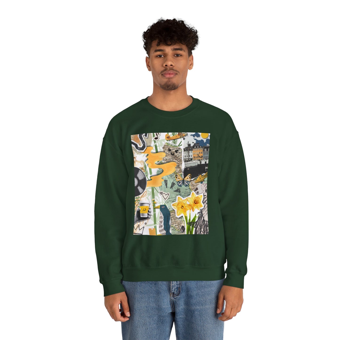 Vibrant Art Sweatshirt for Creatives, Cozy Fall Layering, Gift for Artists, Unique Graphic Pullovers, Casual Everyday Wear, Abstract, Vintage, Collage, Crewneck, Cool Hoodies