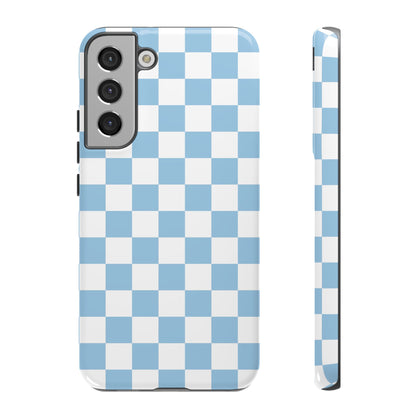 Blue Checkered Phone Case, Tough Phone Cover, Stylish Mobile Protector, Unique Gift for Him/Her, Trendy Accessories for Holidays