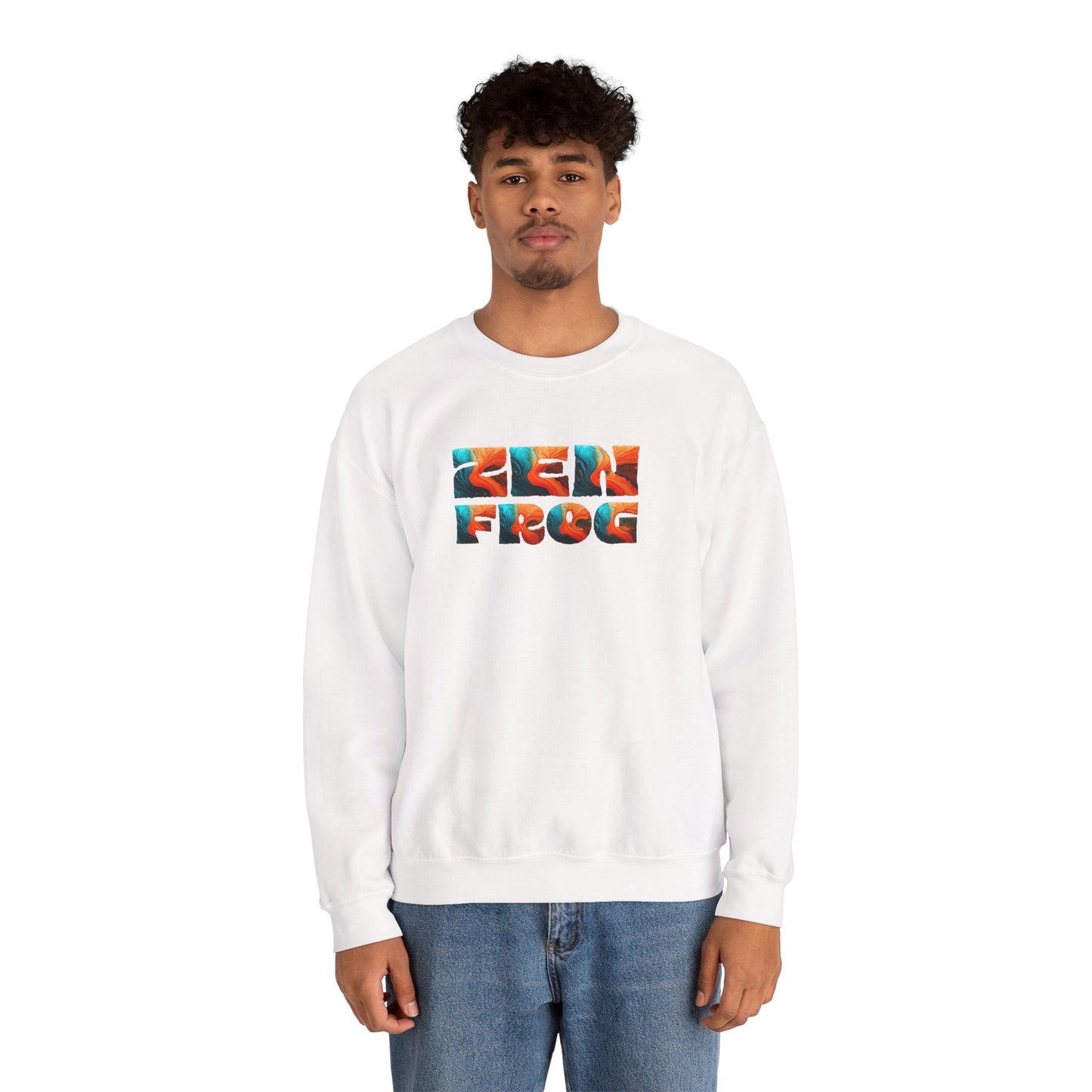Zen Frog Crewneck Sweatshirt, Cozy Unisex Sweatshirt, Relaxed Fit Fashion, Perfect Gift for Friends, Everyday Style, Casual Wear, Simple Moon Design, Gift for Him, Gift for Her