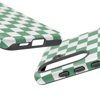 Stylish Phone Case - Green Checker Print, Trendy Phone Cover, Unique Gift, Modern Accessories, Eco-Friendly Case