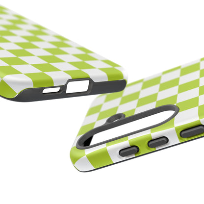 Lively Checker Pattern Phone Case | Tough Cases, Green Checkered Design, Unique Cell Phone Cover, Trendy Accessory, Gift Idea