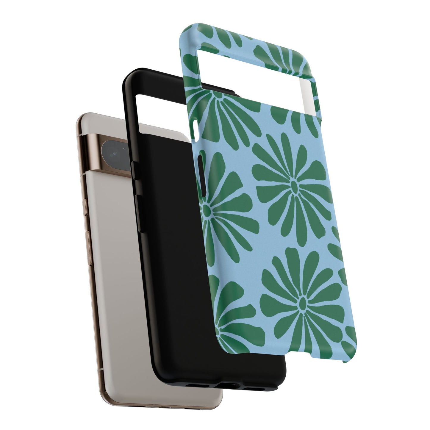 Stylish iPhone Case, Floral Phone Cover, Tough Phone Cases, Green Daisy Design, Unique Gift for Her, Spring Accessories