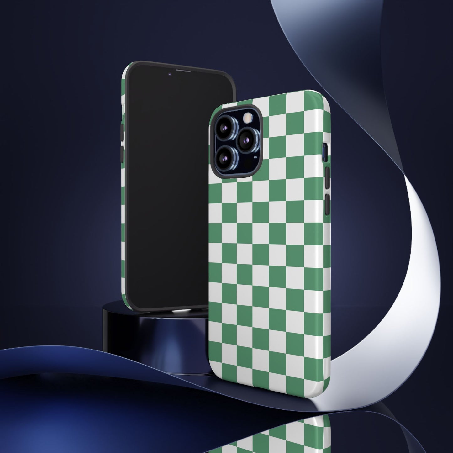 Stylish Phone Case - Green Checker Print, Trendy Phone Cover, Unique Gift, Modern Accessories, Eco-Friendly Case