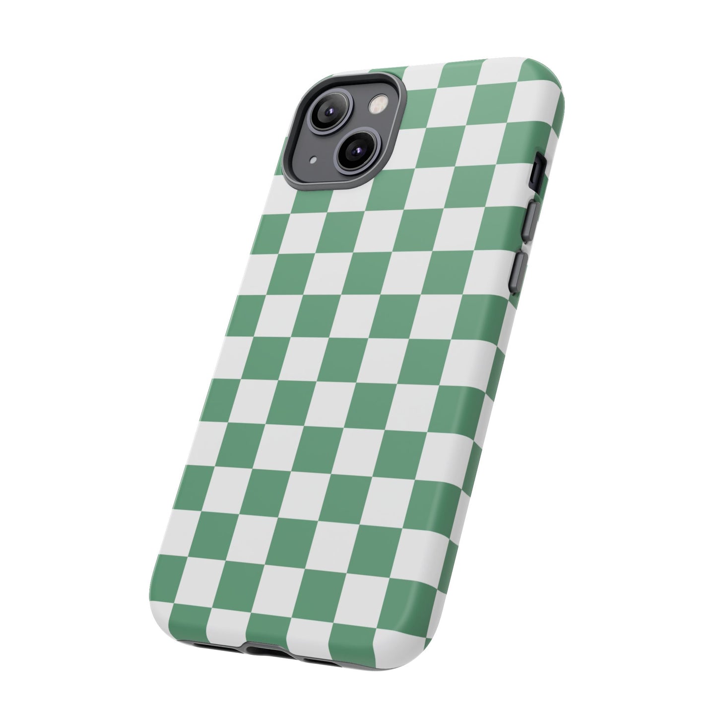 Stylish Phone Case - Green Checker Print, Trendy Phone Cover, Unique Gift, Modern Accessories, Eco-Friendly Case