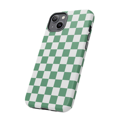 Stylish Phone Case - Green Checker Print, Trendy Phone Cover, Unique Gift, Modern Accessories, Eco-Friendly Case