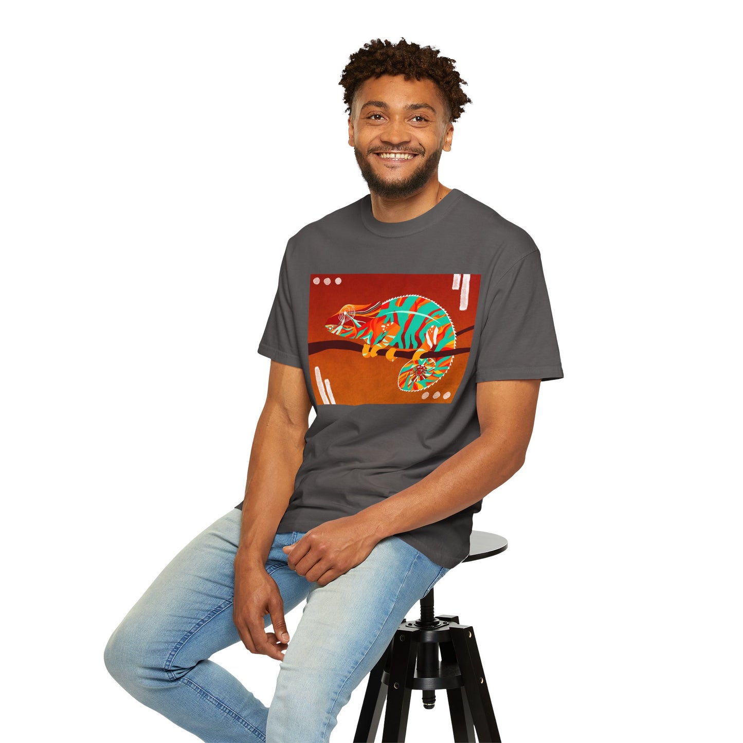 Vibrant Chameleon T-Shirt | Eco-friendly Fashion Tee, Unisex Graphic Tee, Animal Lover Shirt, Gift for Nature Enthusiasts