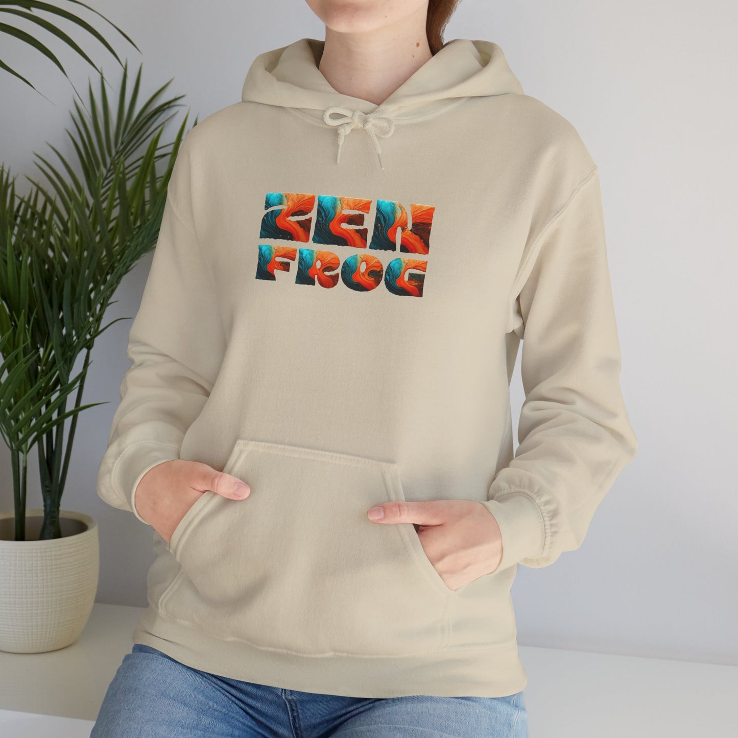 Zen Frog & Moon Unisex Hoodie, Cozy Sweatshirt for Relaxation, Gifts for Nature Lovers, Festival Wear, Everyday Comfort