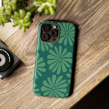 Stylish iPhone Case, Floral Phone Cover, Tough Phone Cases, Green Daisy Design, Unique Gift for Her, Spring Accessories