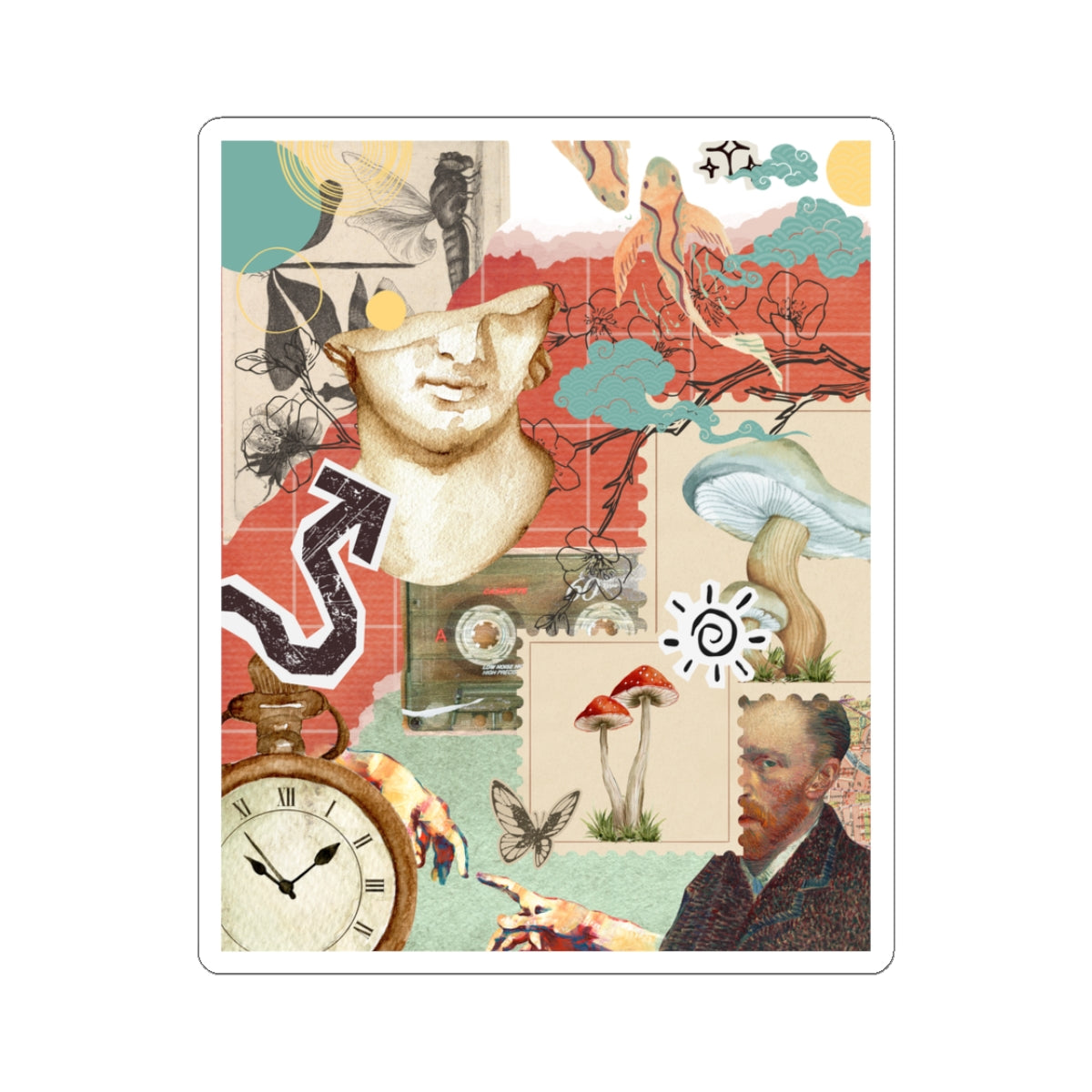 Artistic Kiss-Cut Stickers, Vintage Aesthetic Decals for Laptop, Journal, and Gift Giving, Perfect for Artists and Creative Souls