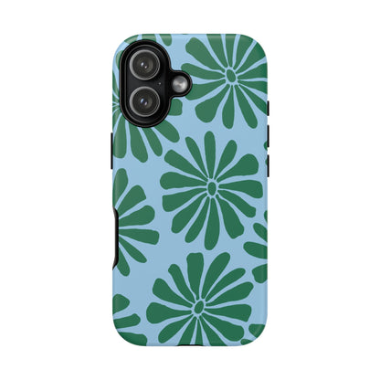 Stylish iPhone Case, Floral Phone Cover, Tough Phone Cases, Green Daisy Design, Unique Gift for Her, Spring Accessories