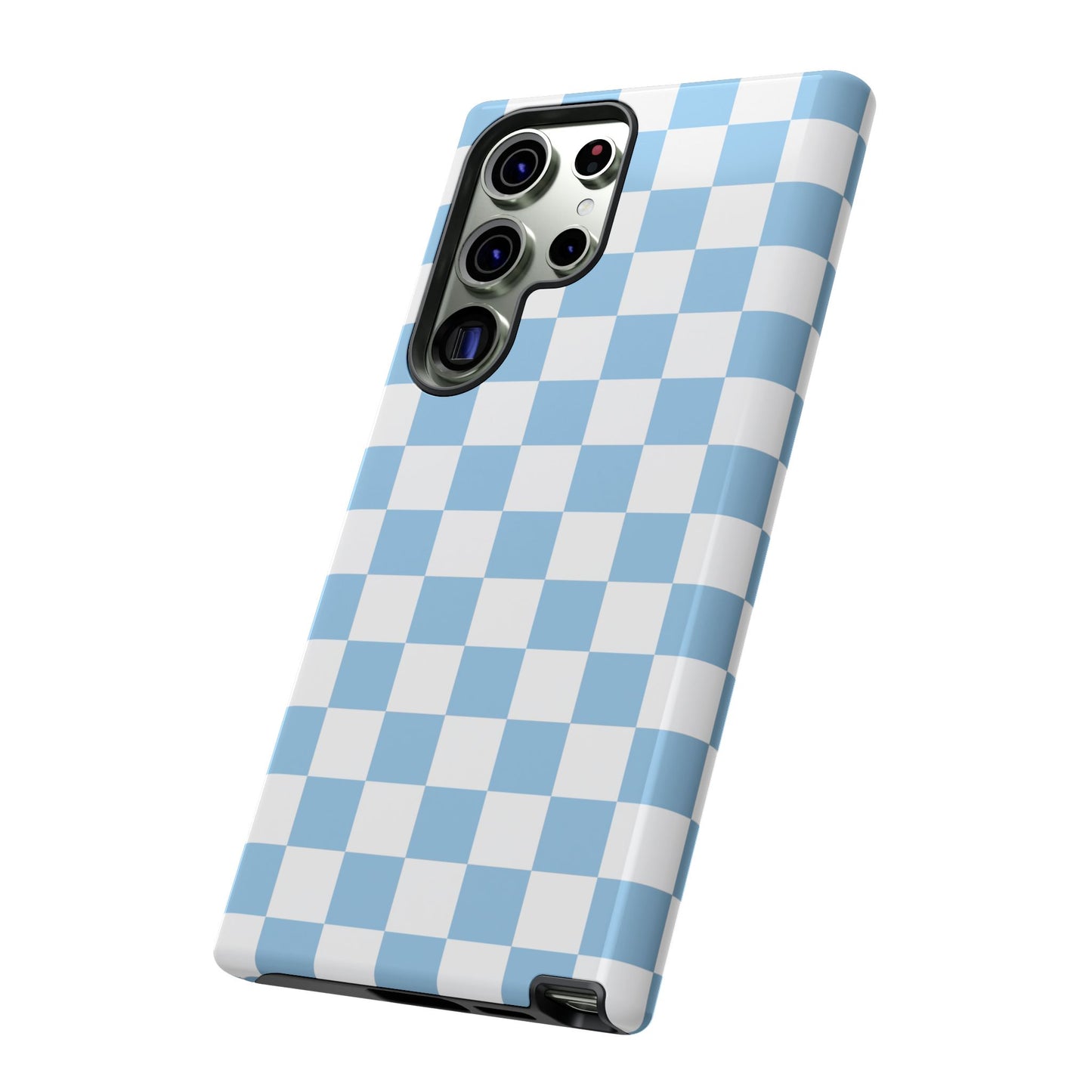 Blue Checkered Phone Case, Tough Phone Cover, Stylish Mobile Protector, Unique Gift for Him/Her, Trendy Accessories for Holidays