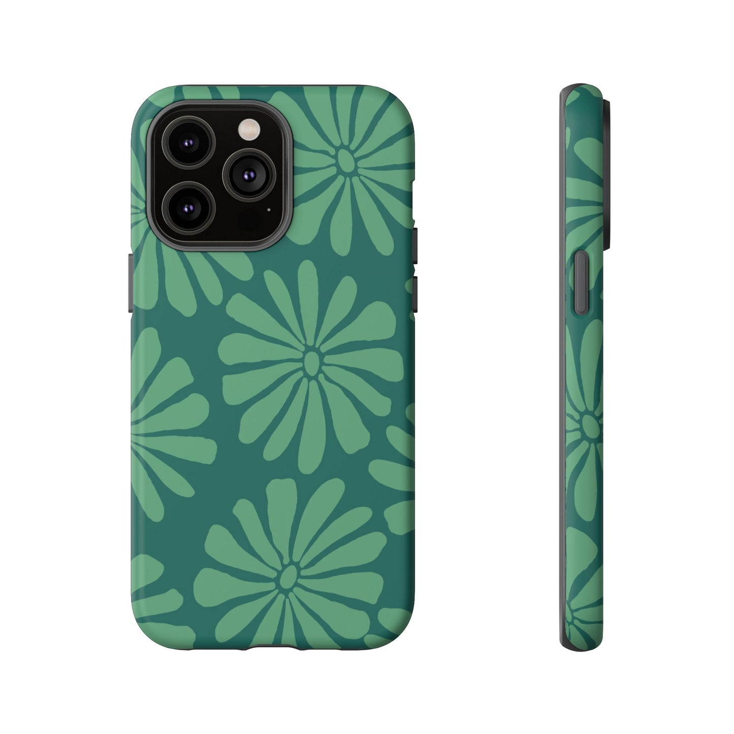Stylish iPhone Case, Floral Phone Cover, Tough Phone Cases, Green Daisy Design, Unique Gift for Her, Spring Accessories