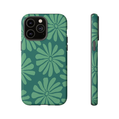 Stylish iPhone Case, Floral Phone Cover, Tough Phone Cases, Green Daisy Design, Unique Gift for Her, Spring Accessories