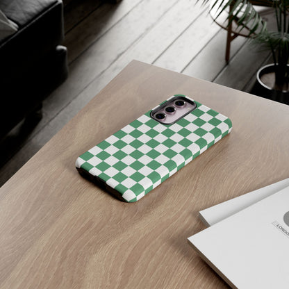 Stylish Phone Case - Green Checker Print, Trendy Phone Cover, Unique Gift, Modern Accessories, Eco-Friendly Case