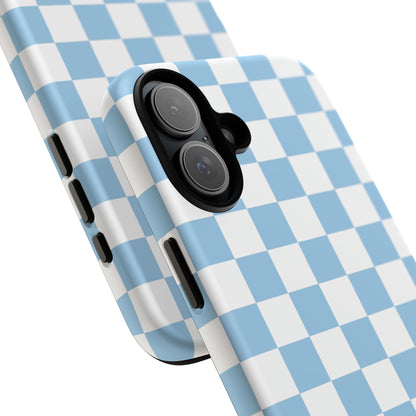 Blue Checkered Phone Case, Tough Phone Cover, Stylish Mobile Protector, Unique Gift for Him/Her, Trendy Accessories for Holidays