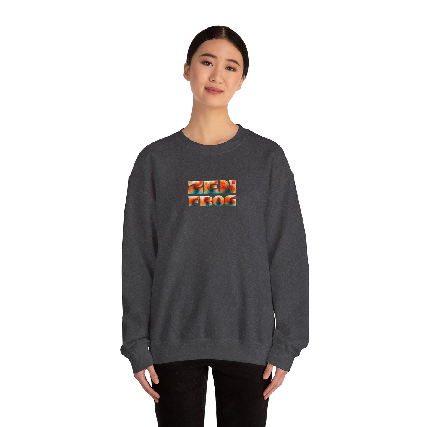 Zen Frog Crewneck Sweatshirt | Cozy Unisex Pullover for Relaxation, Ideal Gift for Nature Lovers, Perfect for Lounging and Casual Outings, Moon, Gift for Him, Gift for Her