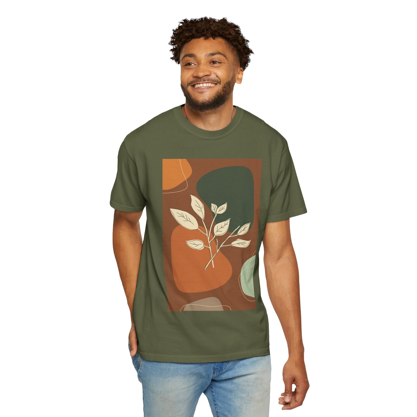 Boho Leafy T-Shirt, Unisex Short Sleeve Tee, Casual Wear, Earthy Aesthetic, Gifts for Nature Lovers, Comfortable Everyday Style