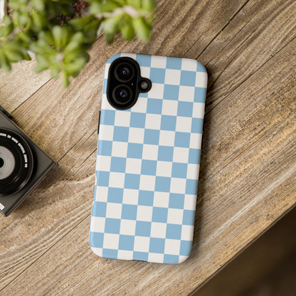 Blue Checkered Phone Case, Tough Phone Cover, Stylish Mobile Protector, Unique Gift for Him/Her, Trendy Accessories for Holidays