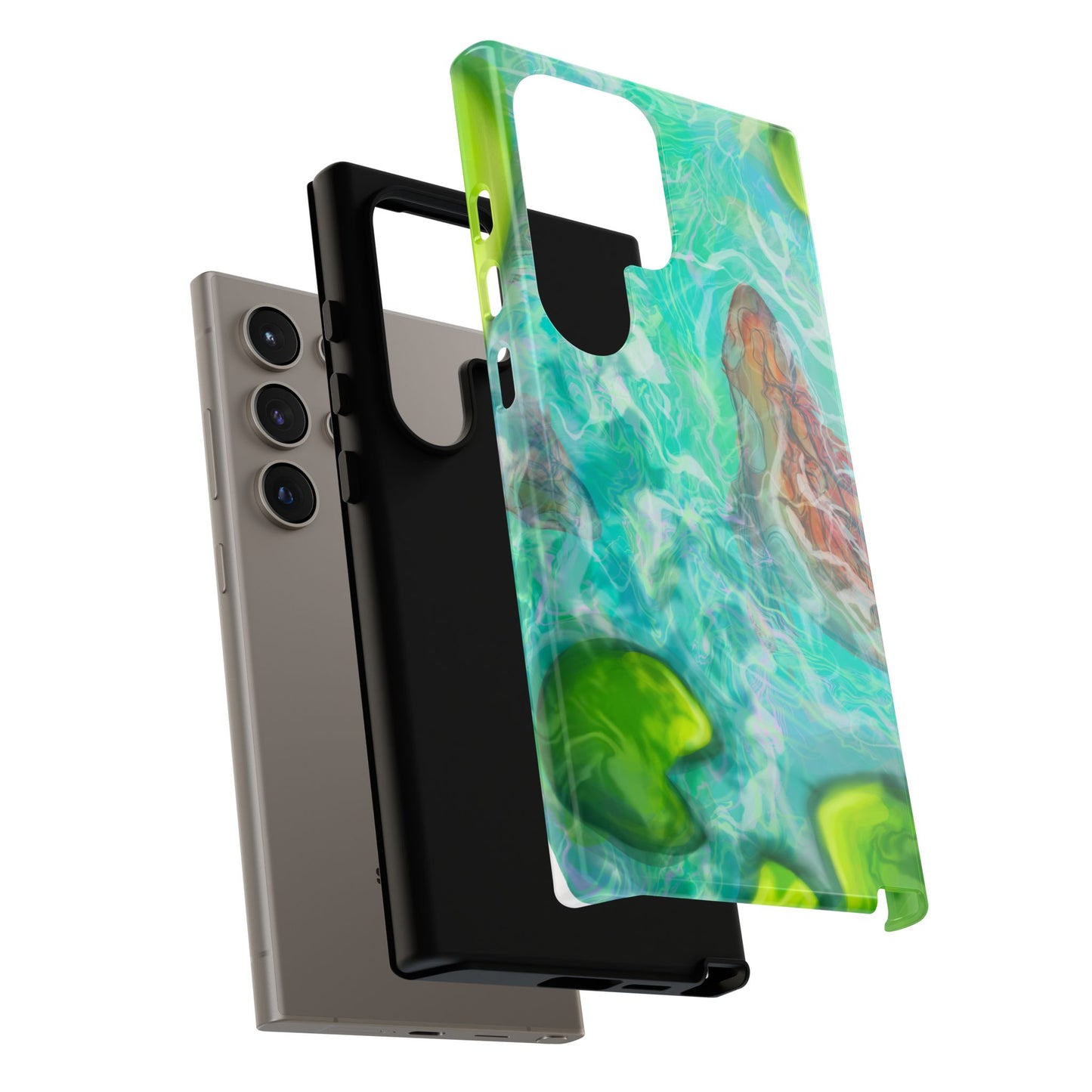 Watercolor Phone Case, Nature Lover Gift, Tough Phone Cover, Phone Accessory, Unique Design for Spring/Summer, Lily Pad, Fish Pond