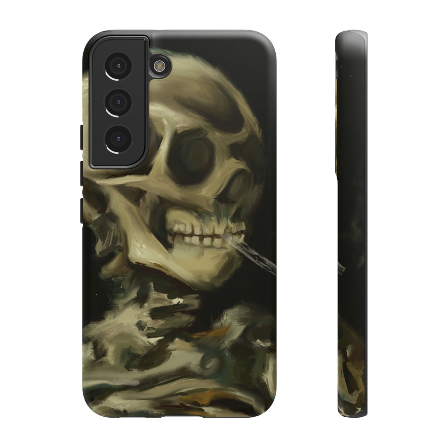 Skull Phone Case - Tough Cases, Macabre Style, Unique Accessories, Perfect for Halloween, Gothic Decor, Edgy Gift Idea | Van Gogh Reimagined, Abstract Twist on  Van Gogh's Skeleton with Burning Cigarette